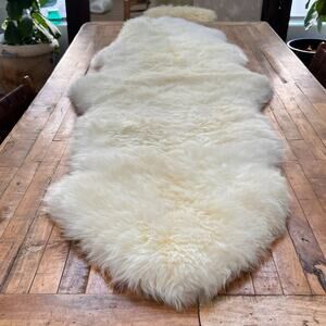 Real Fur Ivory Sheepskin Rug 28 x 76” Home Decor